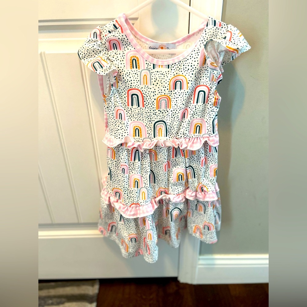 Oopsie Daisy Tiered Rainbow Dress
